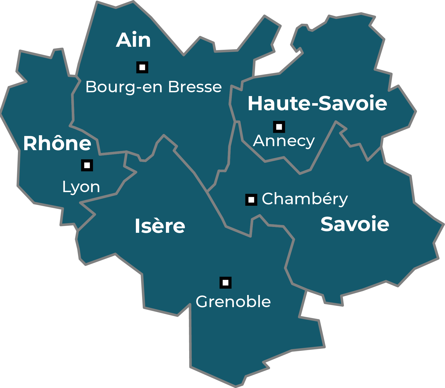 Bureau conception études chambéry, les zones géographique d'intervention d'IBI Brun comprennent toute la région Rhône-Alpes, particulièrement la Savoie, l'Isère, la Haute-Savoie, l'Ain et la Rhône