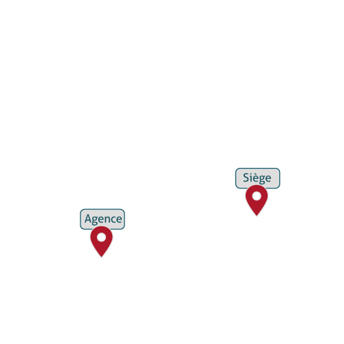 Carte de localisation du siège à Chambéry et l'agence à Bayonne